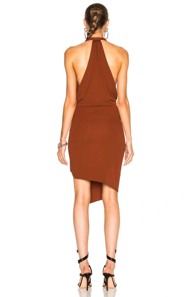 Shop Alexandre Vauthier Stretch Jersey Sleeveless Wrap Dress In Brown