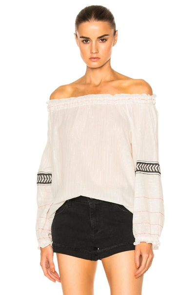 Shop Lemlem Zana Off-shoulder Top In White,stripes