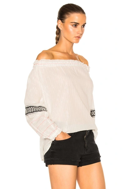 Shop Lemlem Zana Off-shoulder Top In White,stripes