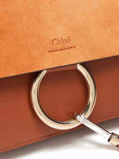 Chloé Faye Small Shoulder Bag In Muted Brown In Beige