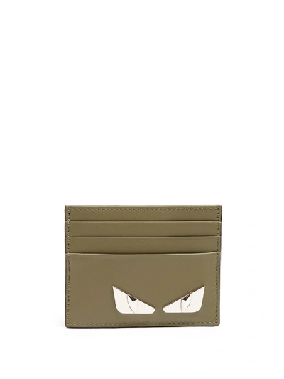 Fendi Bag Bugs Leather Cardholder In Khaki
