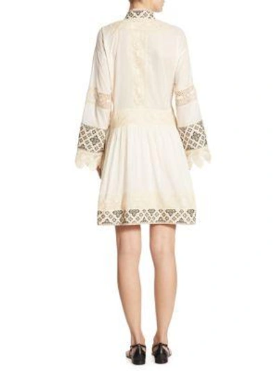 Shop Tory Burch Alma Lace Accented Dress In New Ivory