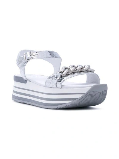 Shop Hogan Open Toe Chain Detail Sandals