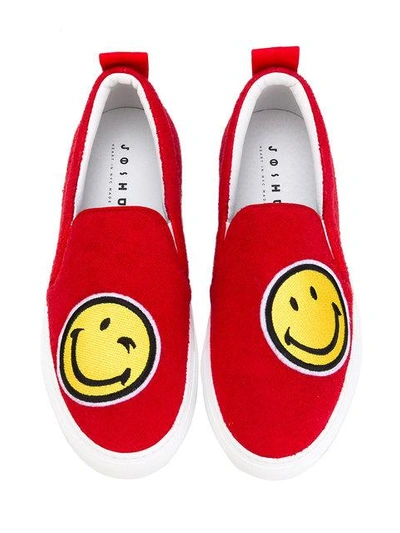 Shop Joshua Sanders Smiley Face Slip On Sneakers - Red