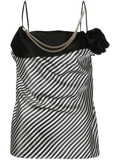 Lanvin Embellished Striped Blouse In Black