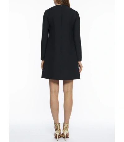 Shop Valentino Black Long-sleeve Laced Bib Dress