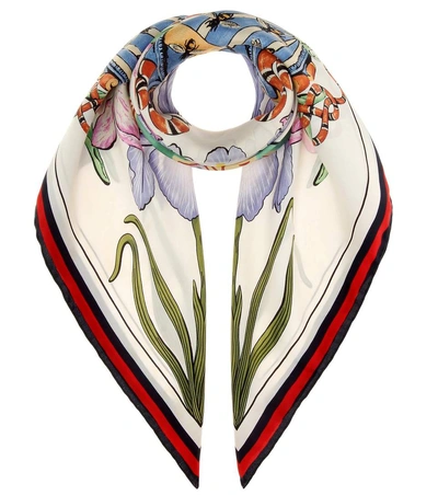 Gucci Printed Silk Scarf In Ivory