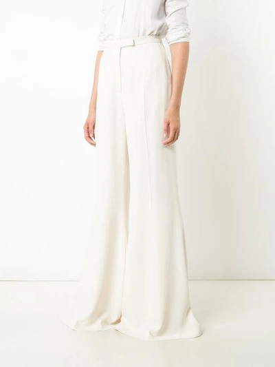 Shop Elie Saab Extra Long Flared Trousers - White