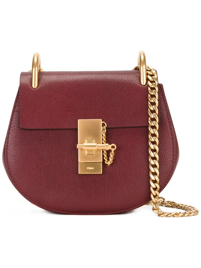 Chloé Mini Drew Shoulder Bag In Sienna Red