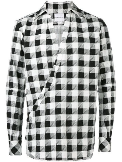 Shop The Soloist Check-print Crossover Shirt In Black