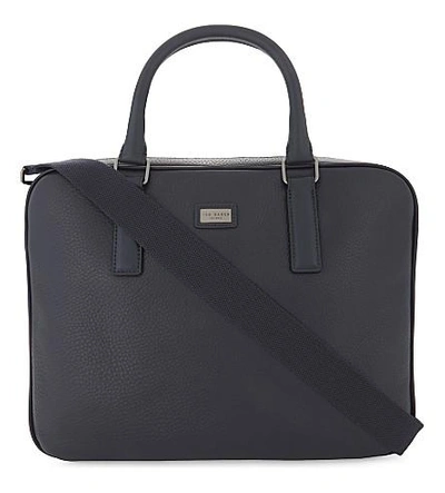 Shop Ted Baker Caracal Leather Briefcase In Navy