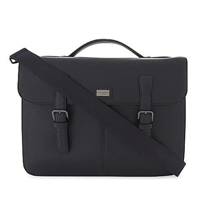 Shop Ted Baker Bengal Leather Satchel In Navy