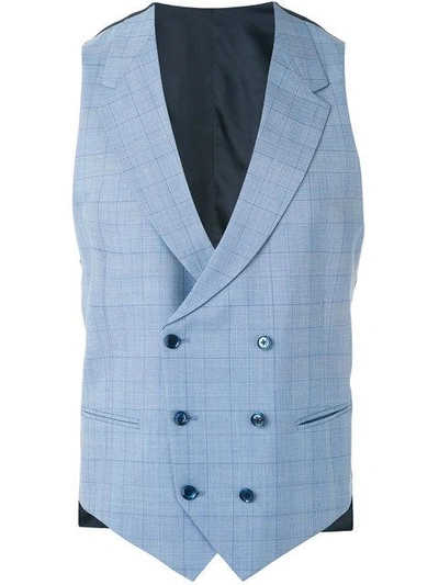 Shop Caruso Grid Waistcoat In Grey