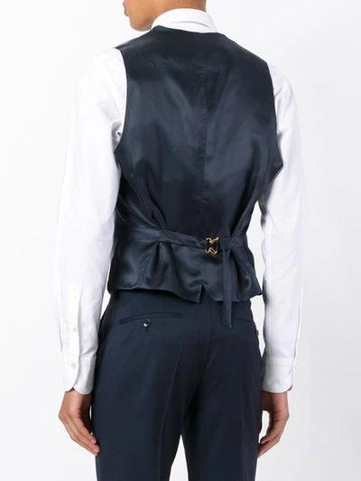 Shop Caruso Grid Waistcoat In Grey