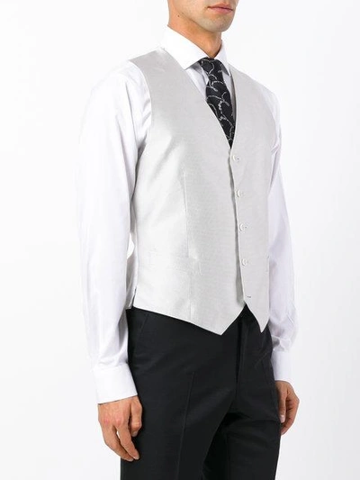 Shop Canali Button Up Waistcoat In Grey