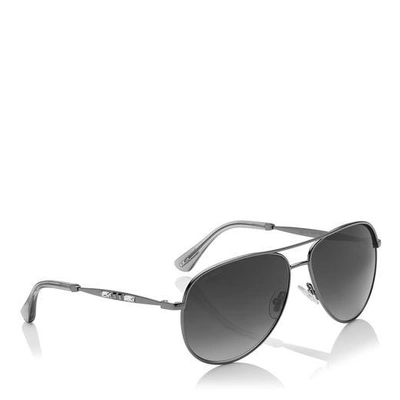 Shop Jimmy Choo Jewly Dark Ruthenium Aviator Sunglasses In E9o Dark Grey Shaded