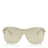 JIMMY CHOO MASK Rose Gold and Grey Round Frame Sunglasses with Swarovski Crystals