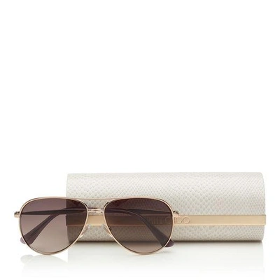 Shop Jimmy Choo Jewly Bronze Aviator Sunglasses In Exq Mauve Shaded