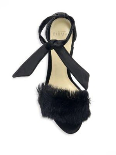Shop Alexandre Birman Clarita 100 Rabbit Fur & Satin Ankle-strap Sandals In Black