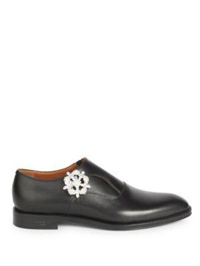 Shop Givenchy Jeweled Leather Dress Shoes In Black