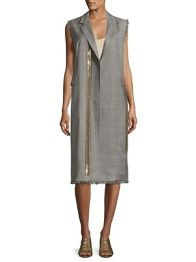 Each X Other Prince Of Wales Beaded Wool Vest In Grey
