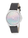 GUCCI Diamond, Grey Mother-Of-Pearl, Stainless Steel & Leather-Strap Watch