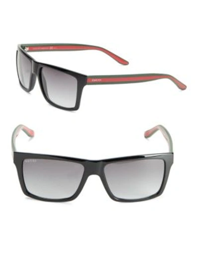 Gucci 56mm Square Sunglasses In Black Green