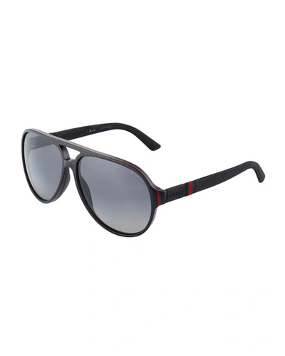 Gucci Polarized Acetate Aviator Sunglasses, Black