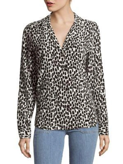 Equipment Adalyn Printed Casual Button-down Shirt In White Black