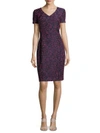 OSCAR DE LA RENTA SHORT-SLEEVE KNIT SHEATH DRESS,0400094450686