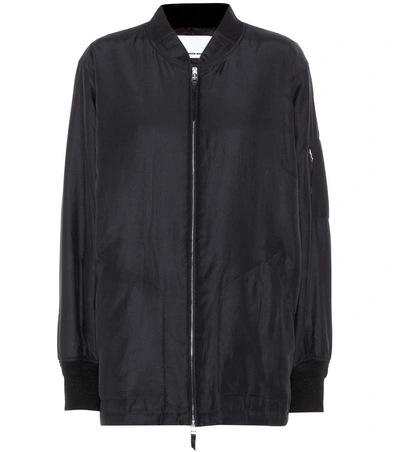 Alexander Wang T Silk And Cotton Bomber Jacket In Llack