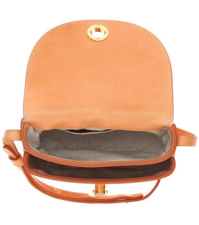 Shop Mansur Gavriel Mini Saddle Leather Shoulder Bag In Cammello