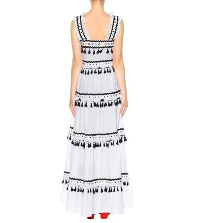 Shop Dodo Bar Or Embellished Cotton Maxi Dress In White Colorful