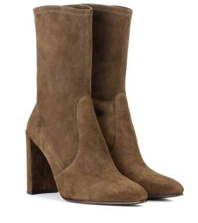 Stuart Weitzman Clinger Suede Ankle Boots In Green