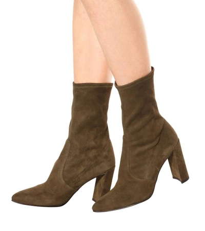 Shop Stuart Weitzman Clinger Suede Ankle Boots In Green