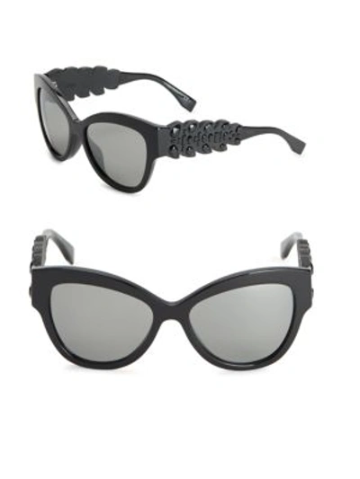 Fendi 55mm Acetate & Crystal Cat's-eye Sunglasses In Black
