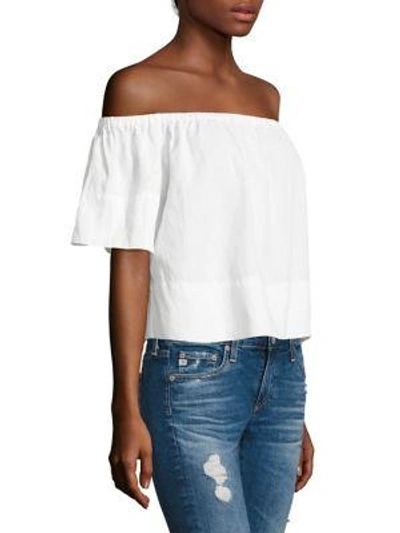 Shop Ag Sylvia Off-the-shoulder Top In True White