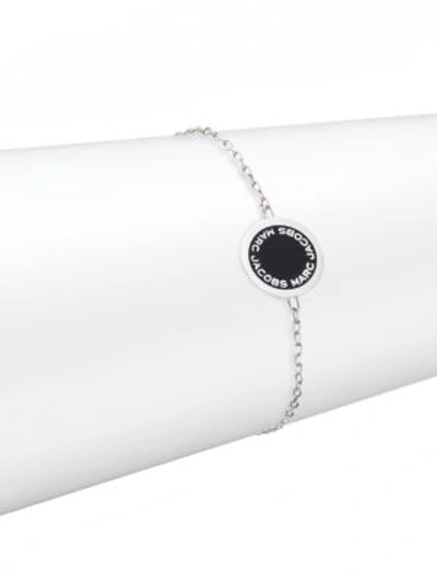Shop Marc Jacobs Enamel Logo Disc Bracelet In Silver-black