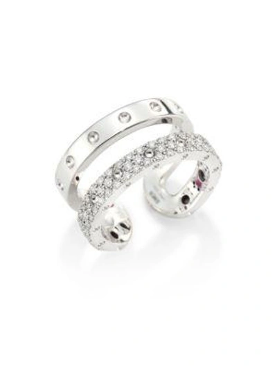 Shop Roberto Coin Women's Double Symphony Diamond & 18k White Gold Ring