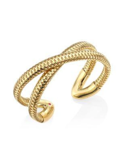 Shop Roberto Coin Women's Primavera 18k Yellow Gold Crisscross Cuff