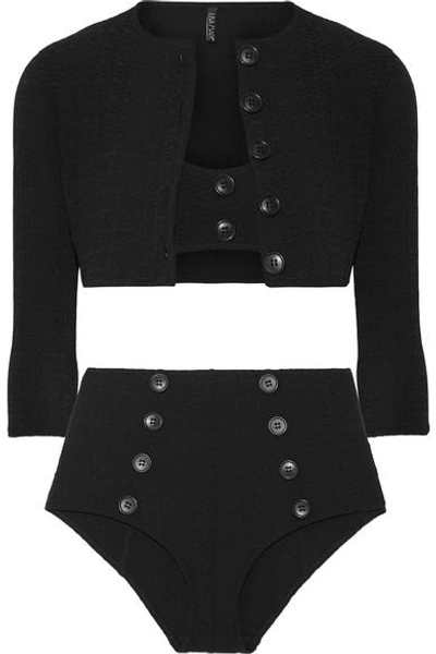 Lisa Marie Fernandez Genevieve High-waist Button Bikini Set In Black ...