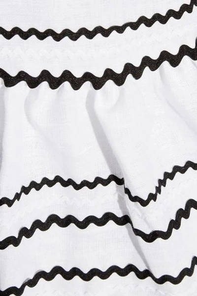 Shop Lisa Marie Fernandez Fiesta Rickrack-trimmed Ruffled Linen Maxi Skirt In White