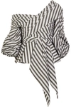 JOHANNA ORTIZ Santa Rosa one-shoulder striped cotton-blend poplin top
