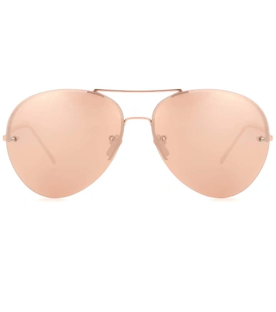 Linda Farrow Foldable Aviator Sunglasses, Rose Gold In Pink