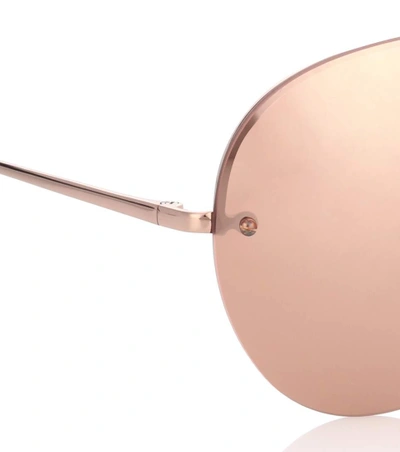 Shop Linda Farrow Rose Gold-plated Aviator Sunglasses In Pink