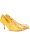 Dolce & Gabbana Bellucci Crystal-embellished Corded Lace Pumps In Yellow