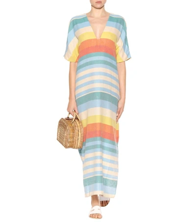 Shop Mara Hoffman Kimono Striped Cotton Dress In Equator Cream Multicolor