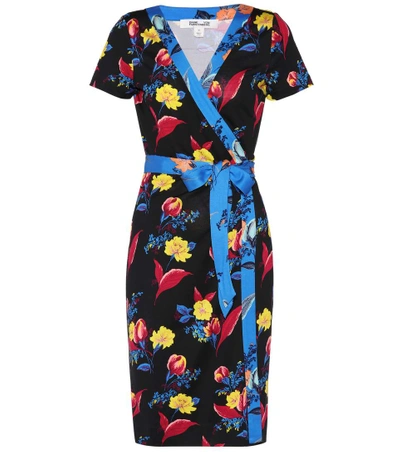 Diane Von Furstenberg Silk Printed Wrap Dress In Multicoloured