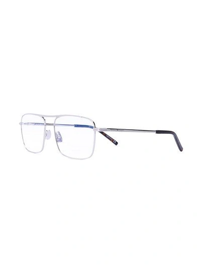 Shop Saint Laurent Rectangle Frame Glasses In Grey