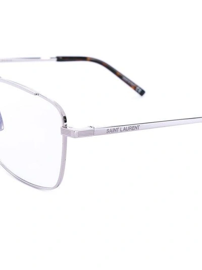 Shop Saint Laurent Rectangle Frame Glasses In Grey